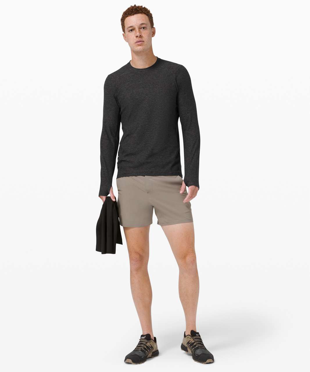 Lululemon Surge Warm Long Sleeve - Heathered Graphite Grey / Black