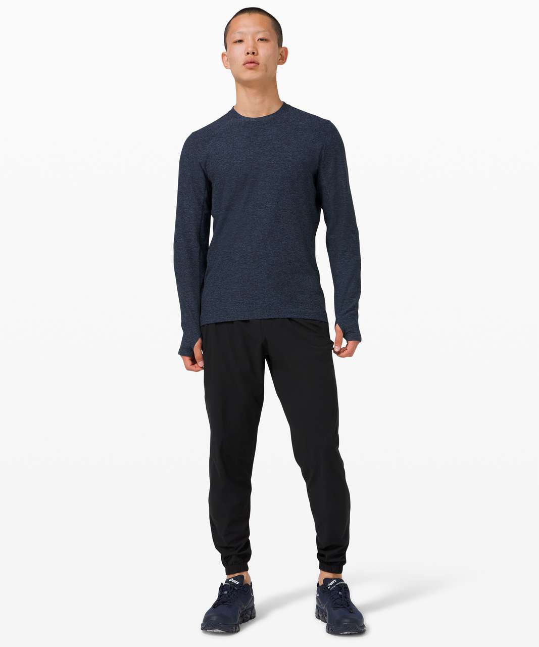 Lululemon Surge Warm Long Sleeve - Heathered True Navy / Black