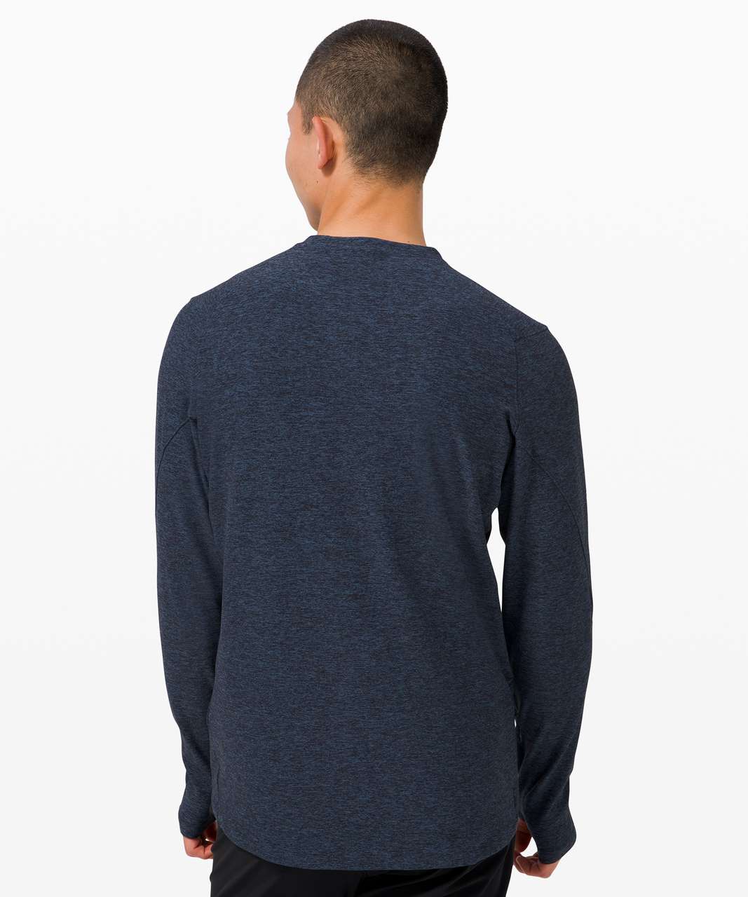 Lululemon Surge Warm Long Sleeve - Heathered True Navy / Black - lulu ...