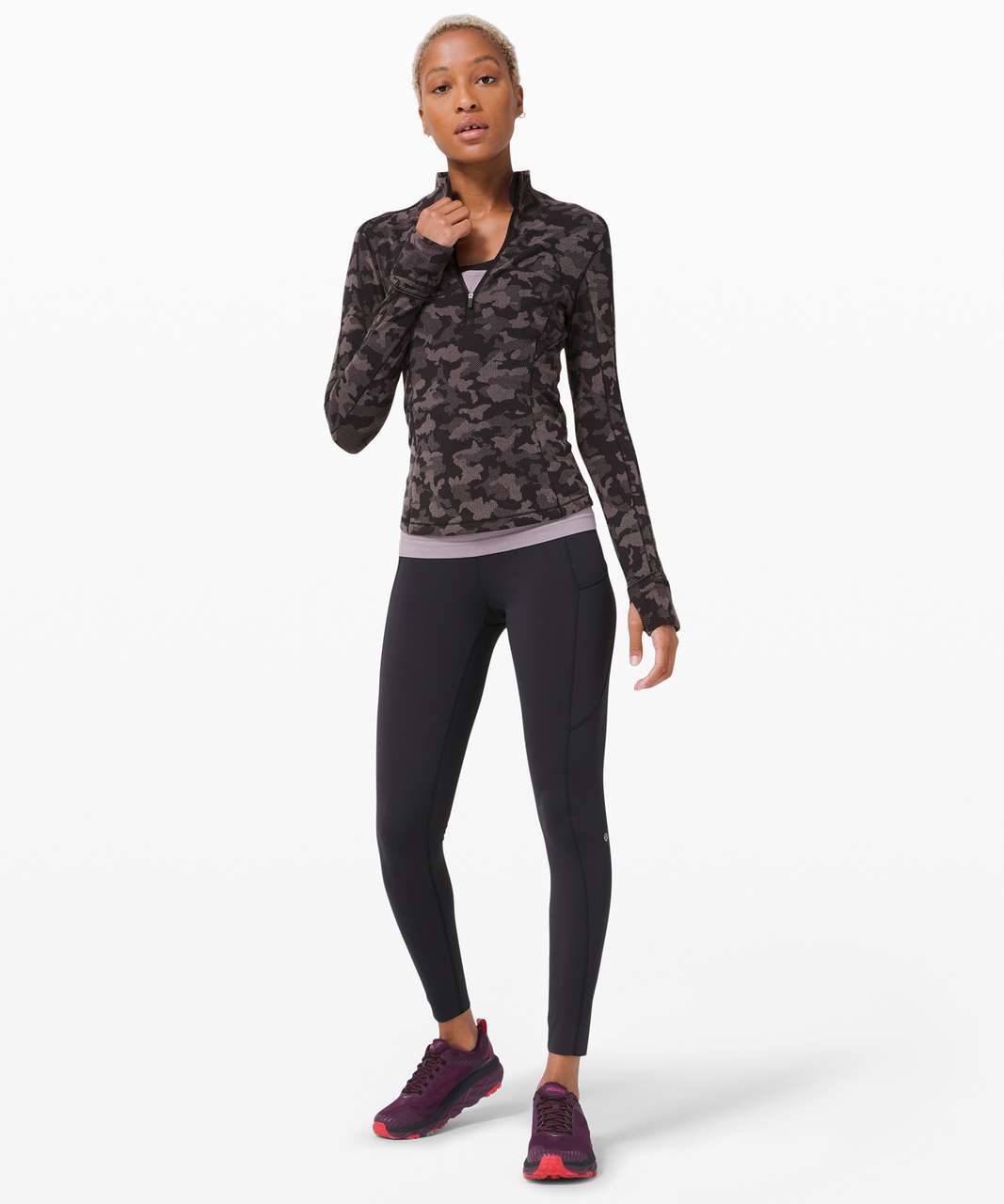 Lululemon Run Briskly 1/2 Zip - Heritage Camo Jacquard Black Lunar