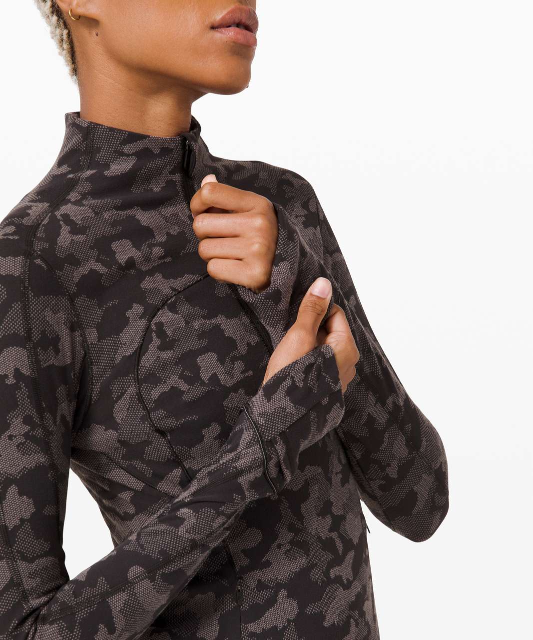 Lululemon Run Briskly 1/2 Zip - Heritage Camo Jacquard Black Lunar Rock (First Release)