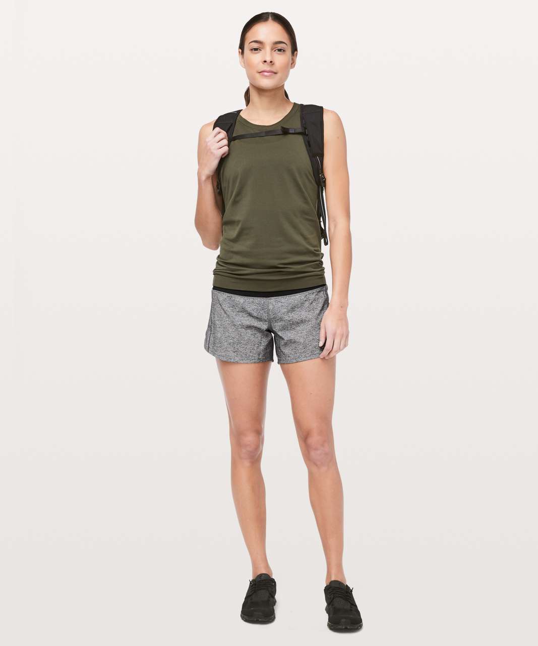 Lululemon Speed Up Short Long *4" Updated Fit - Heather Lux Multi Black / Black