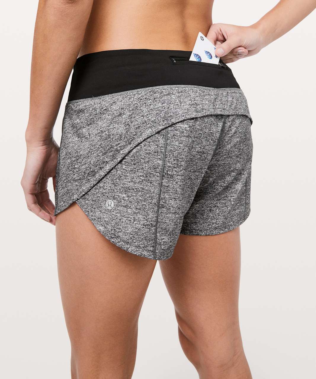 Lululemon Speed Up Short Long *4 Updated Fit - Heather Lux Multi Black /  Black - lulu fanatics