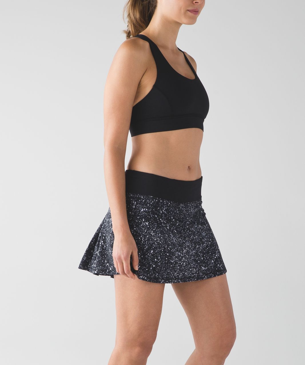 Lululemon Circuit Breaker Skirt (Tall) - Splatter White Black / Black