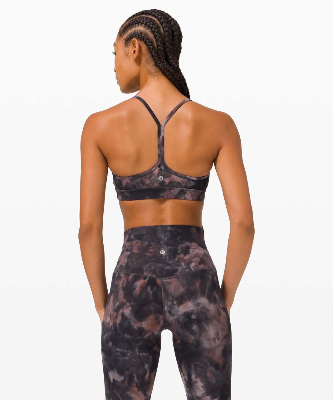 Lululemon Flow Y Bra Nulu *Light Support, B/C Cup - Diamond Dye Graphite Grey Pink Pastel