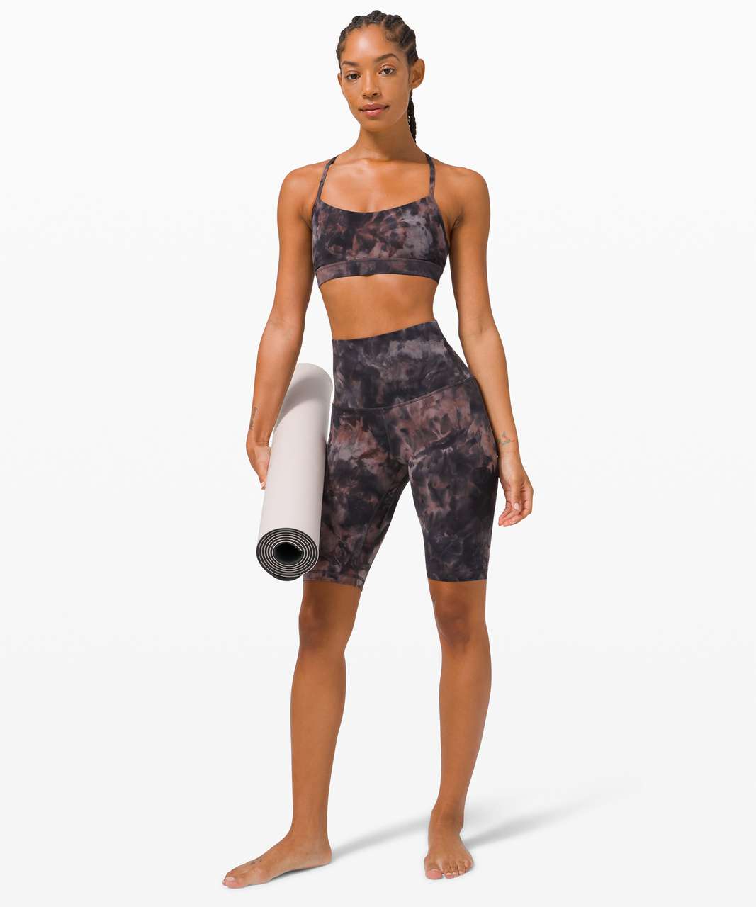 Lululemon Flow Y Bra Nulu *Light Support, B/C Cup - Diamond Dye Graphite  Grey Pink Pastel - lulu fanatics