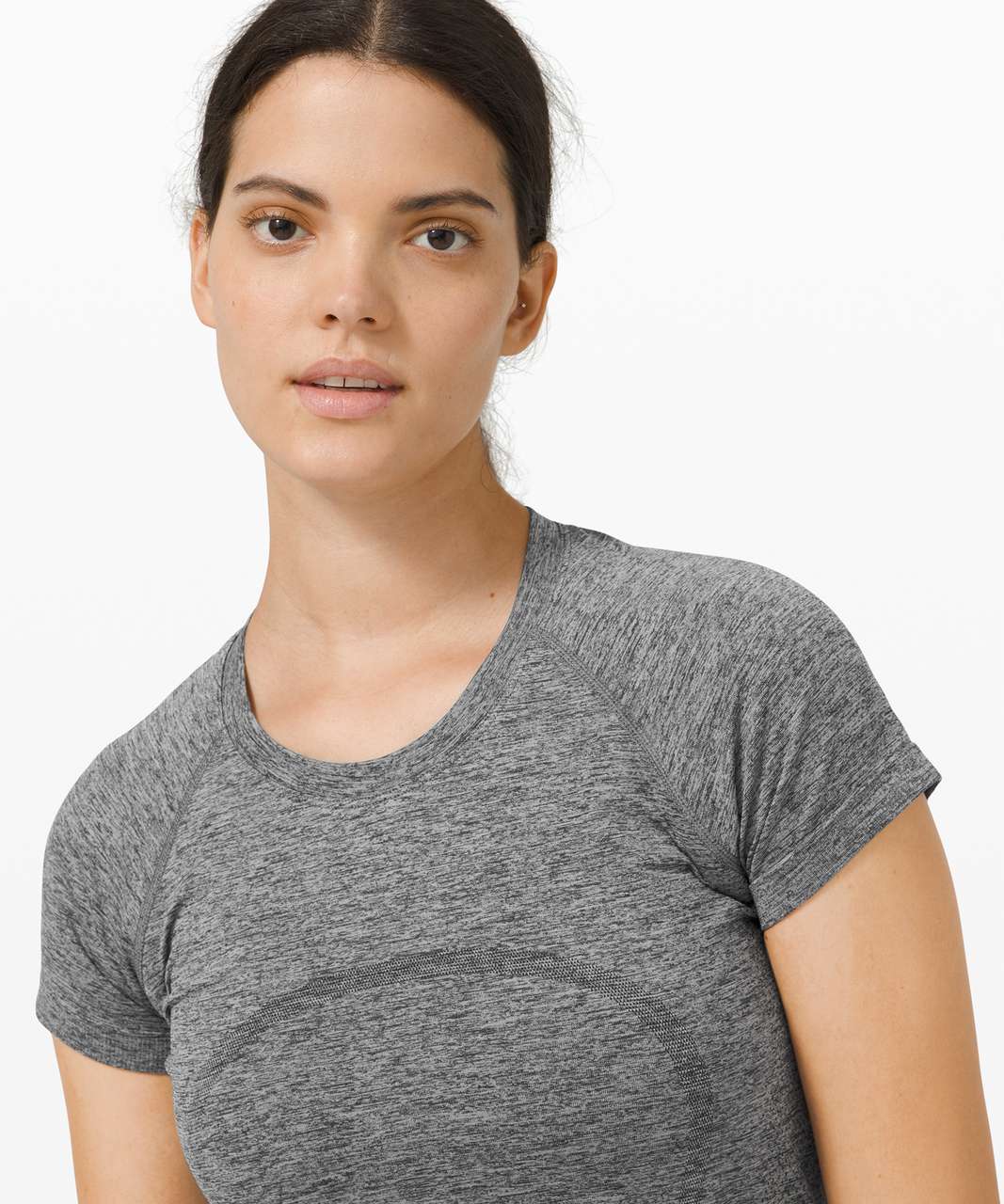 Lululemon Women's Shirt 12 Gray Grey Heathered Side Tie Pima Cotton Blend