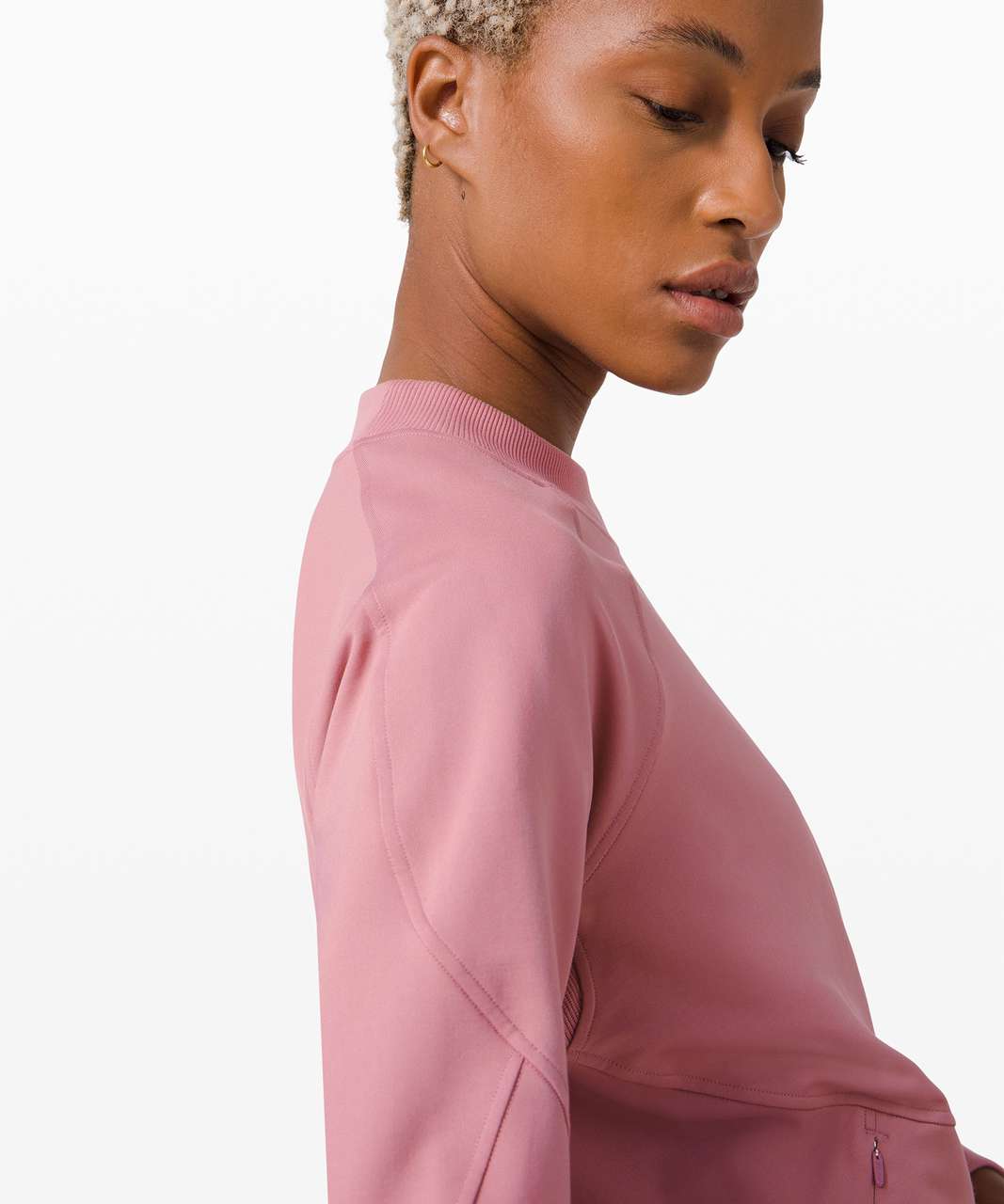 Lululemon Warm Down Crew *online Only In Heathered Pink Taupe