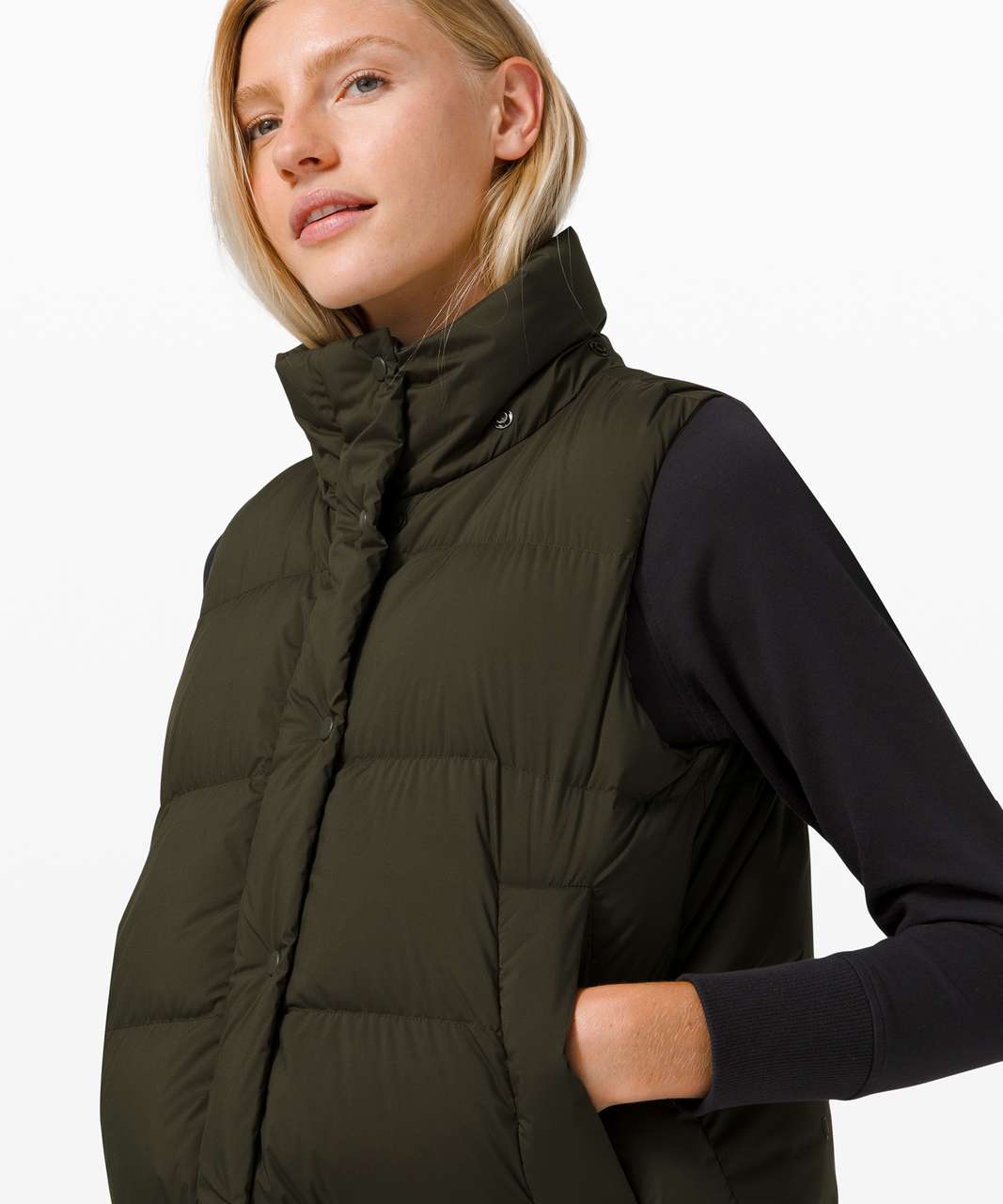 Lululemon Wunder Puff Crop Vest - Dark Olive - lulu fanatics