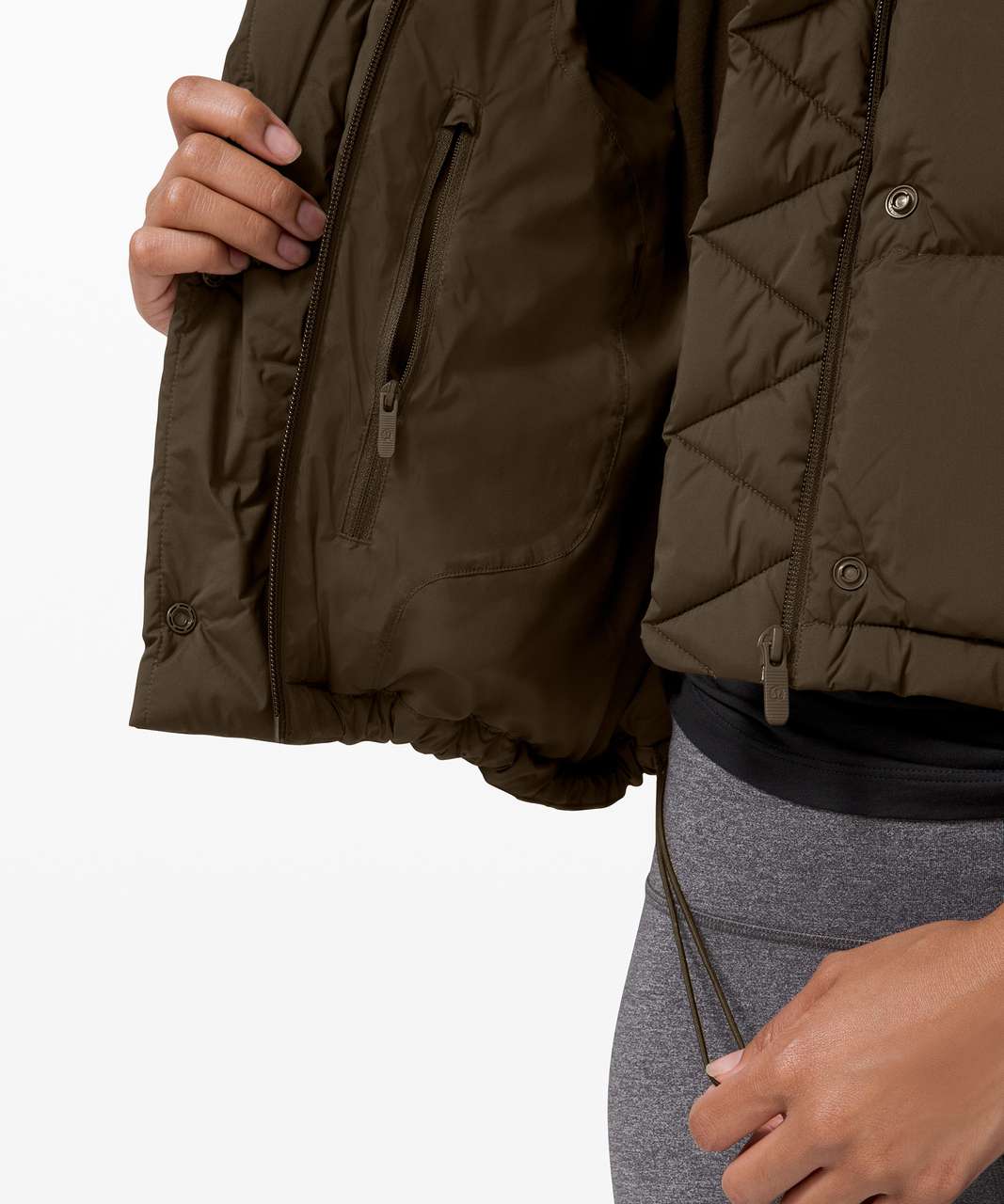 Lululemon Wunder Puff Cropped Jacket - Dark Olive - lulu fanatics