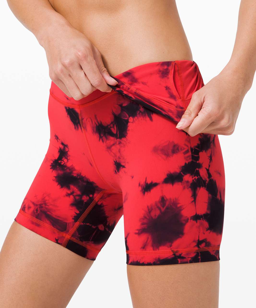 Lululemon Wunder Train High-Rise Short 6" *Wash - Tie Dye Carnation Red Black