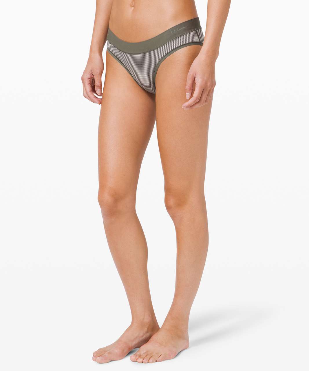 Lululemon Soft Breathable Bikini *Stripe - Grey Sage / Grey Sage