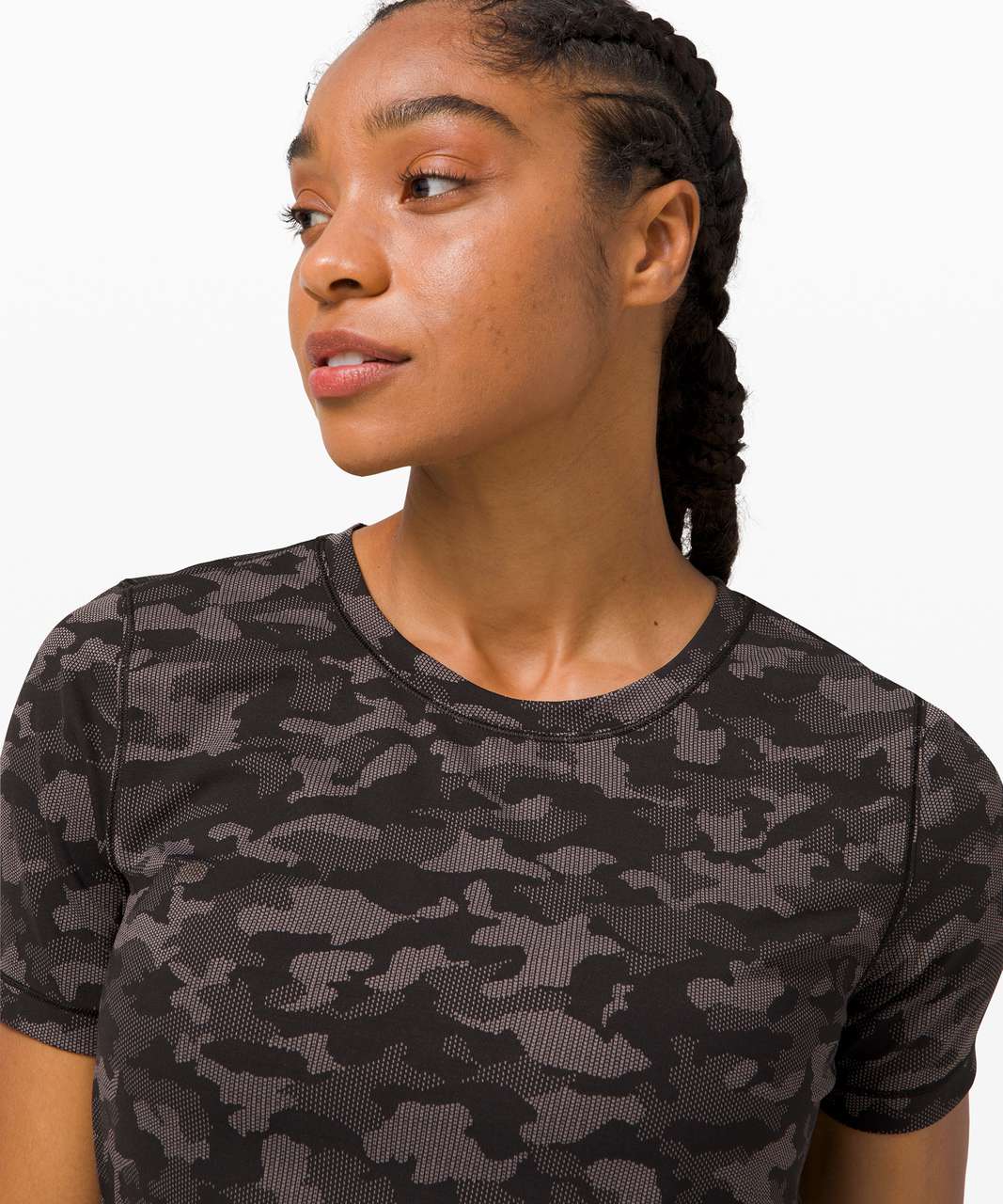 Lululemon Textured Training Short Sleeve Shirt - Glitch Code Camo Jacquard  Black Obsidian - lulu fanatics