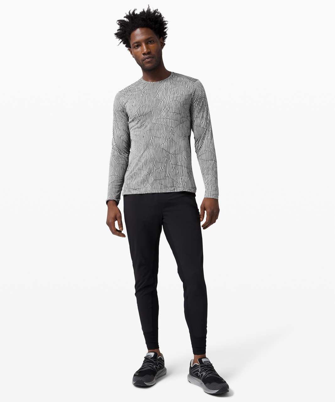 Lululemon Fast and Free Long Sleeve - Linear Crease Gull Grey Graphite Grey / Graphite Grey