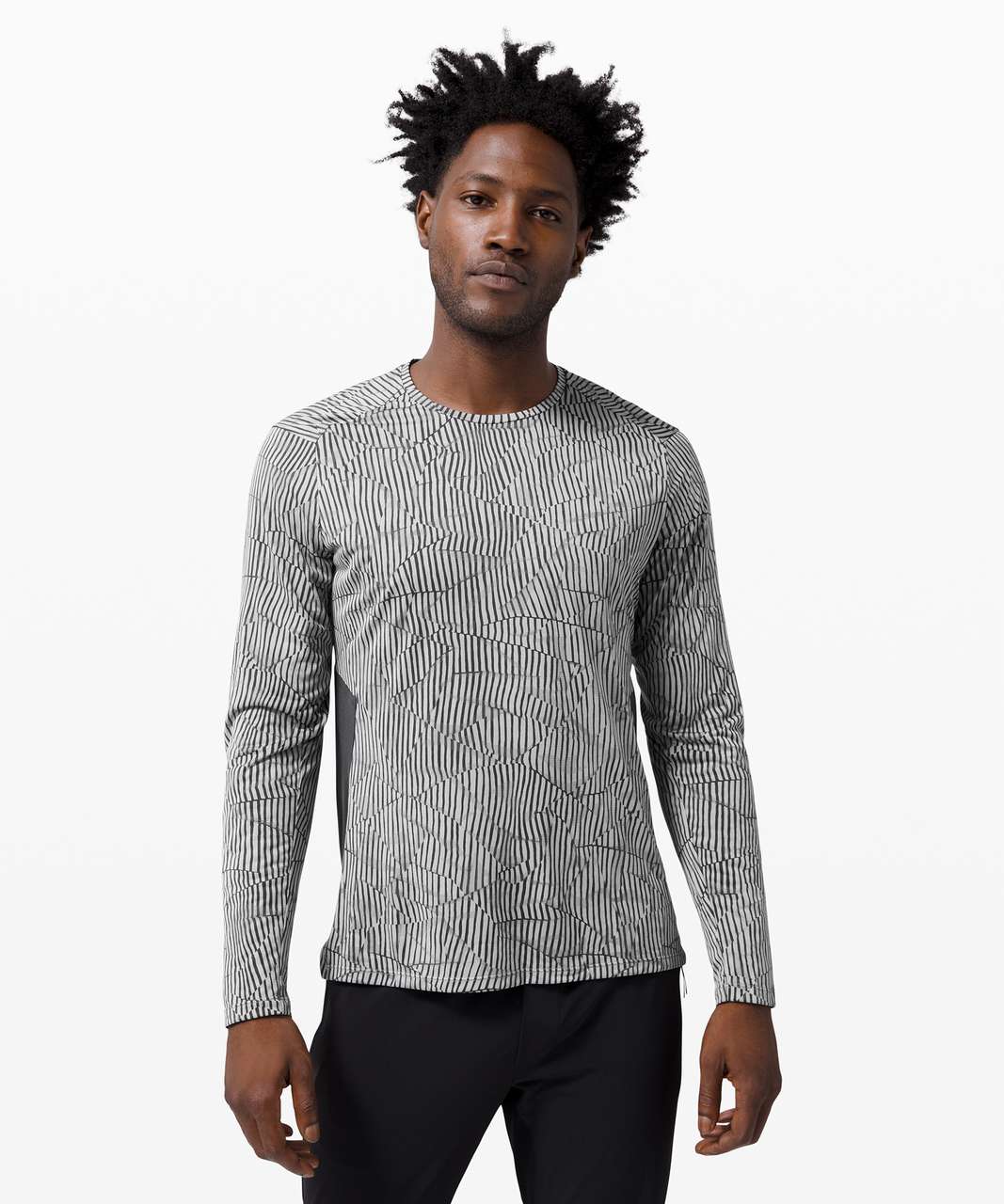 Lululemon Fast and Free Long Sleeve - Linear Crease Gull Grey Graphite Grey / Graphite Grey