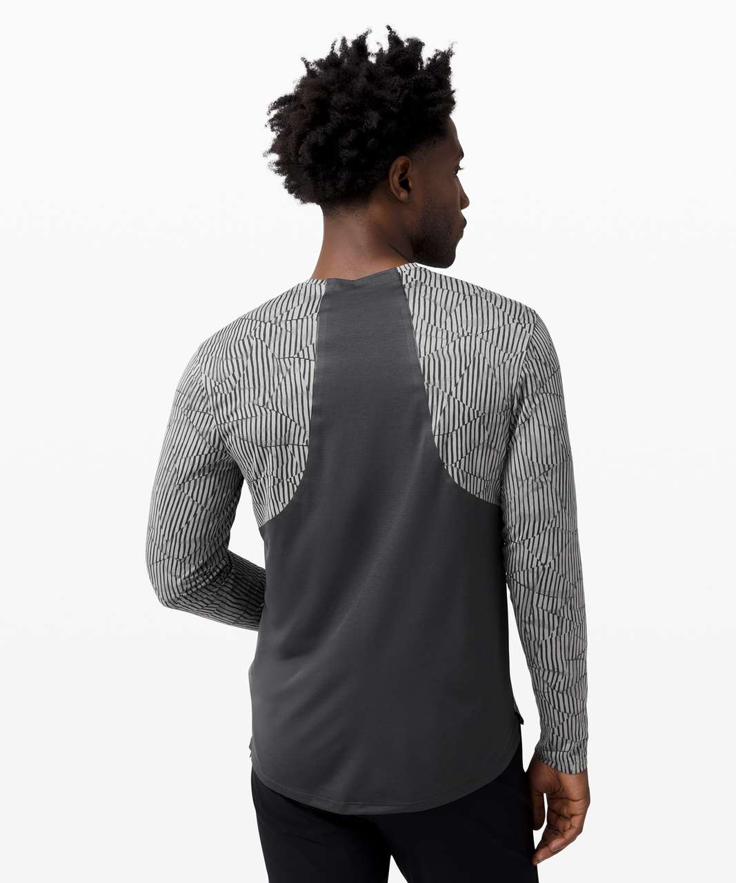 Lululemon Fast and Free Long Sleeve - Linear Crease Gull Grey Graphite Grey / Graphite Grey