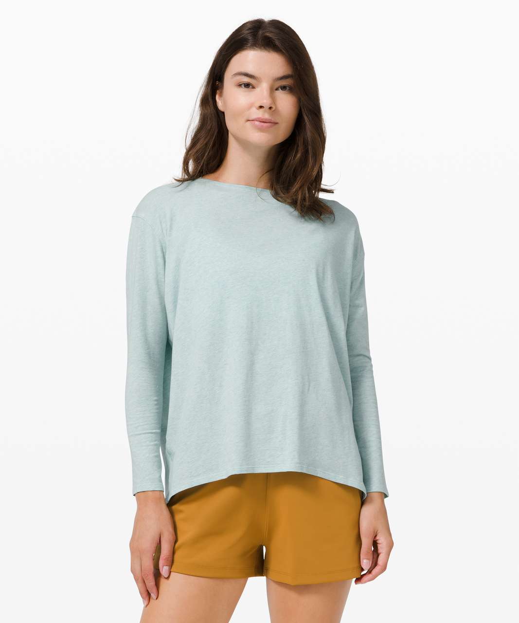 Lululemon Back In Action Long Sleeve - Heathered Hazy Jade