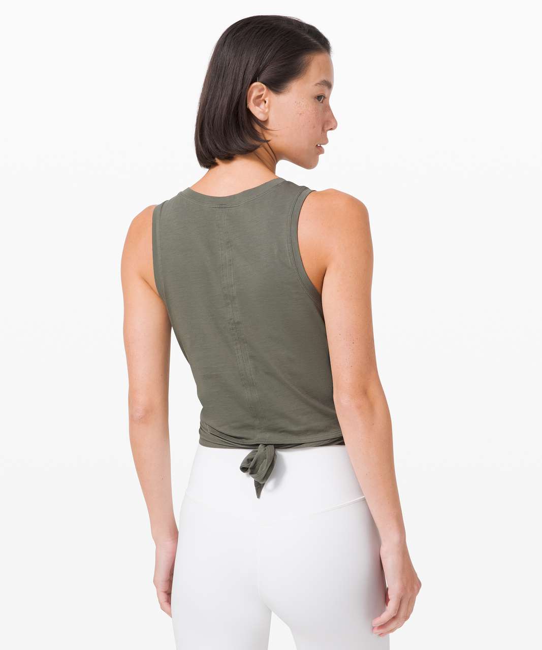 Lululemon Time to Restore Mock Neck Tank - Spiced Bronze / White - lulu  fanatics