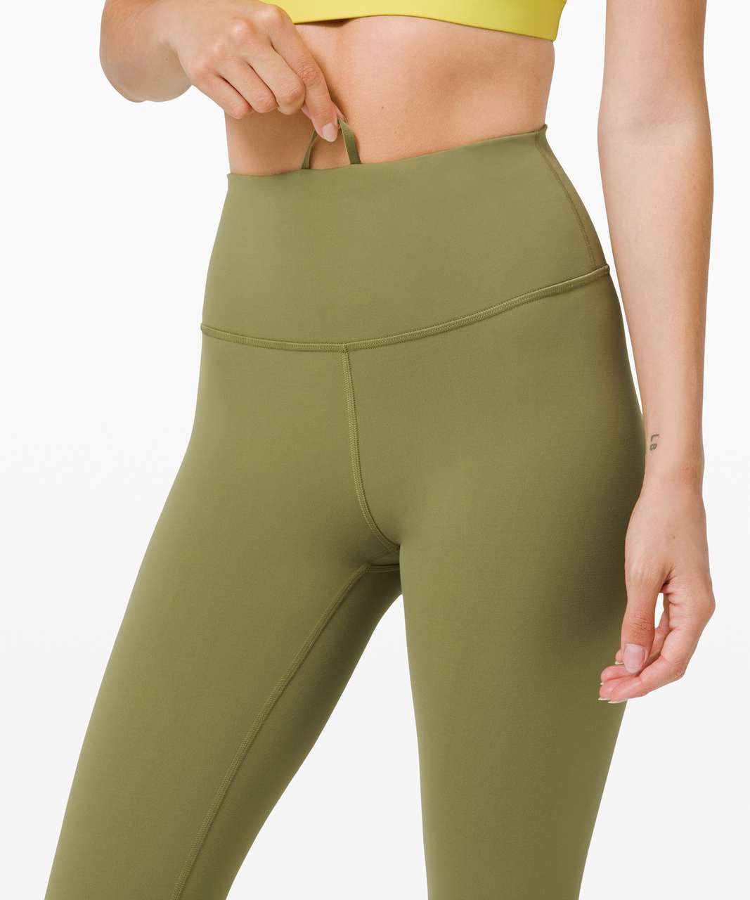 Lululemon Wunder Train High-Rise Crop 21 - Bronze Green - lulu fanatics