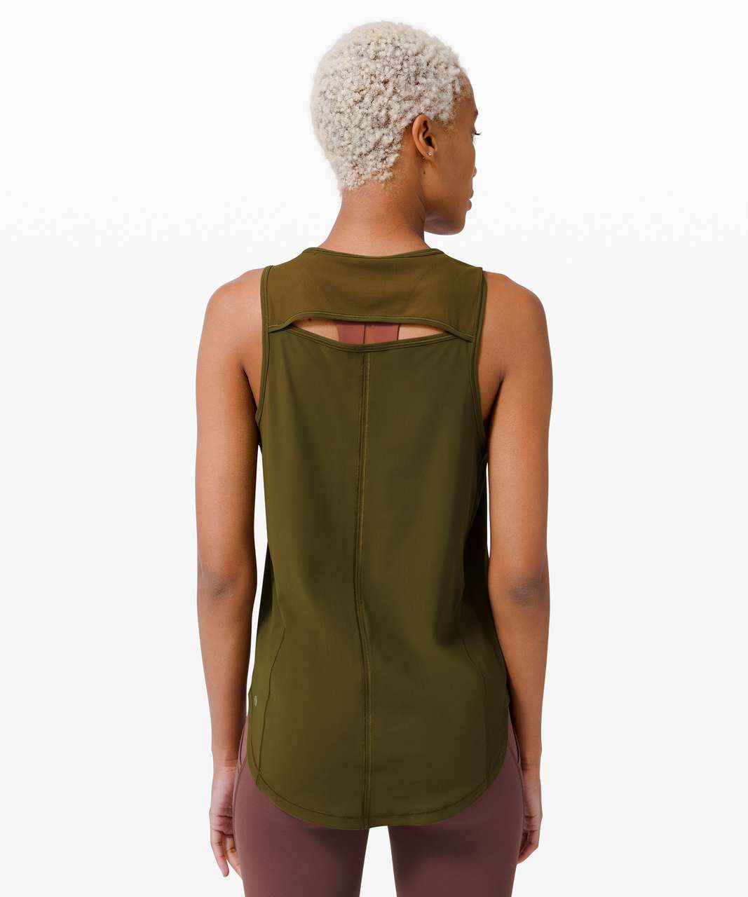 Sz 8 NWT Lululemon Deep Stretch Tank Incognito Camo Olive Green Open Back