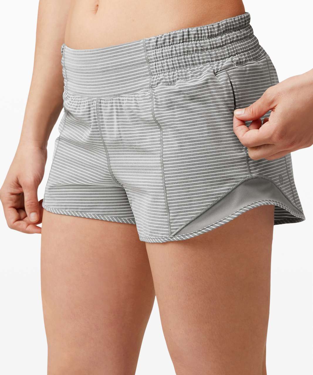 Lululemon Hotty Hot Short *High-Rise 2.5" - Hype Stripe Raceway Grey White / Raceway Grey