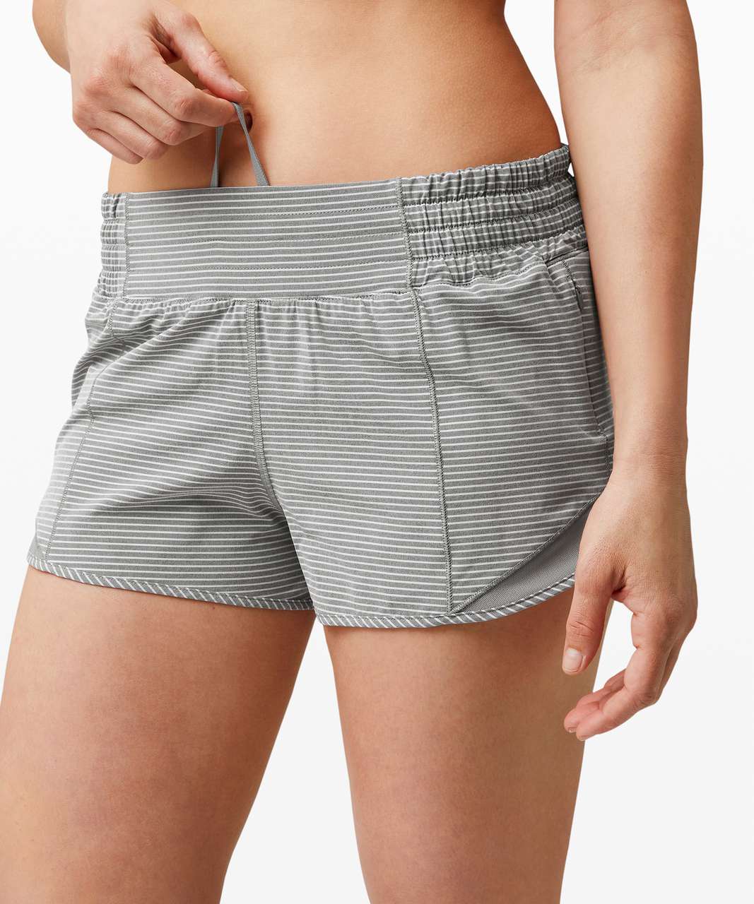 Lululemon Hotty Hot Short *High-Rise 2.5 - Hype Stripe Raceway Grey White  / Raceway Grey - lulu fanatics