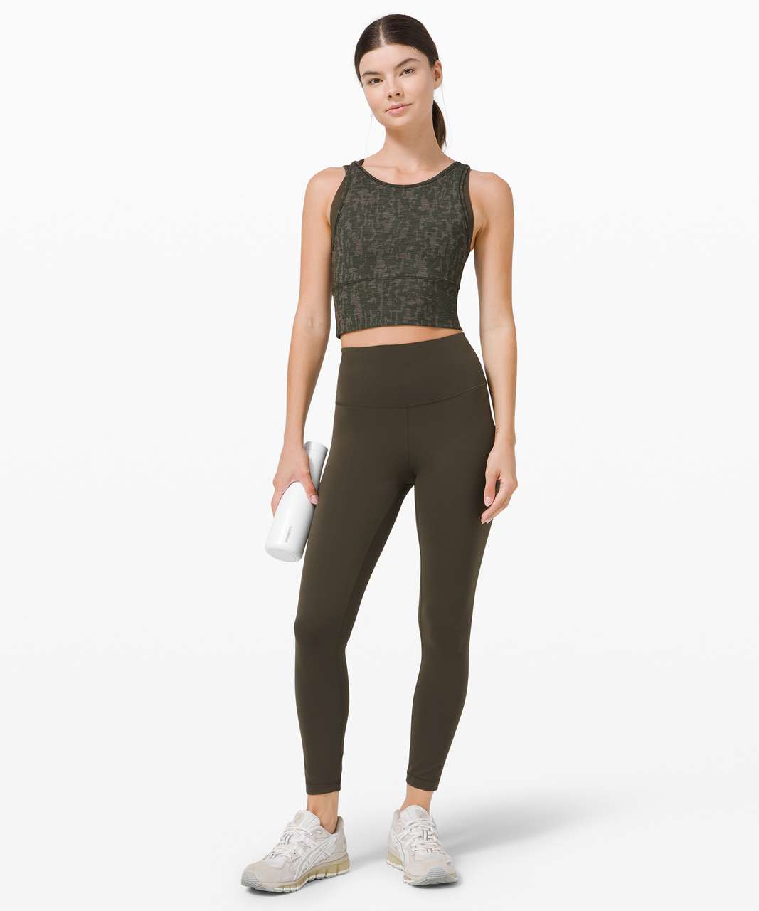 Lululemon Power Pivot Tank *Tough - Heathered PU Bronze Green Dark