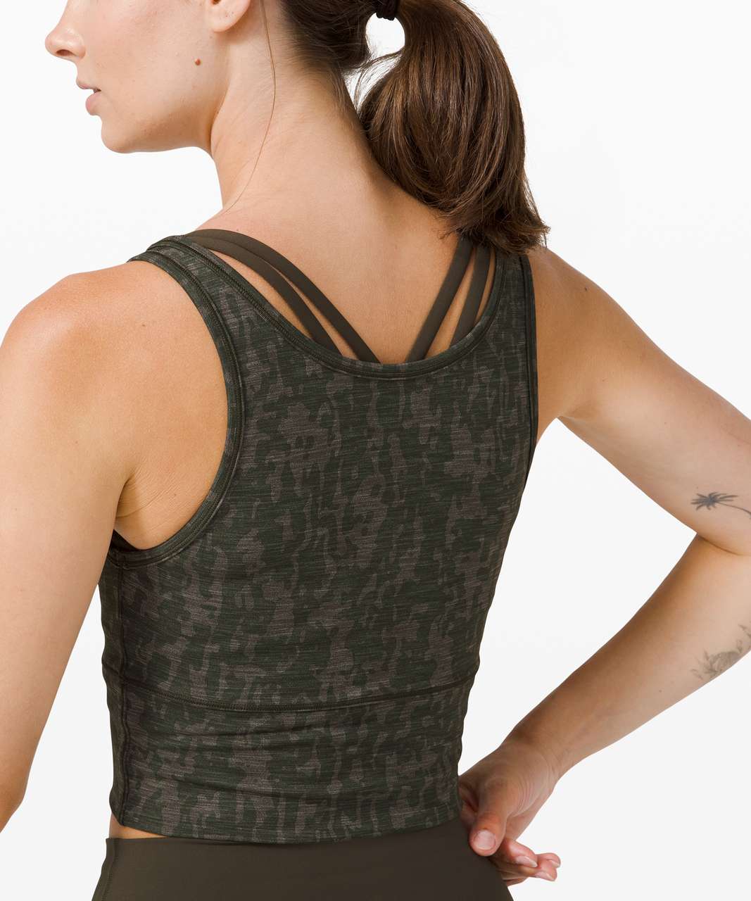 Lululemon Power Pivot Tank *Tough - Heathered PU Bronze Green Dark Olive