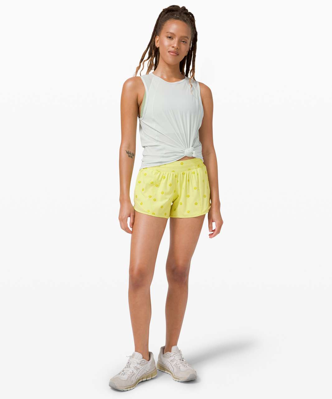 Lululemon Hotty Hot Short II *Long 4 - Polka Dot Logo Lemon Vibe