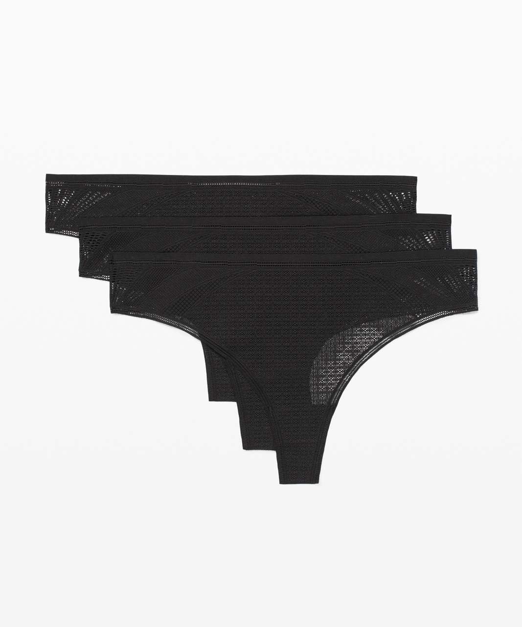 Lululemon InvisiWear Mid-Rise Thong Underwear 3 Pack New in Box BLACK Small