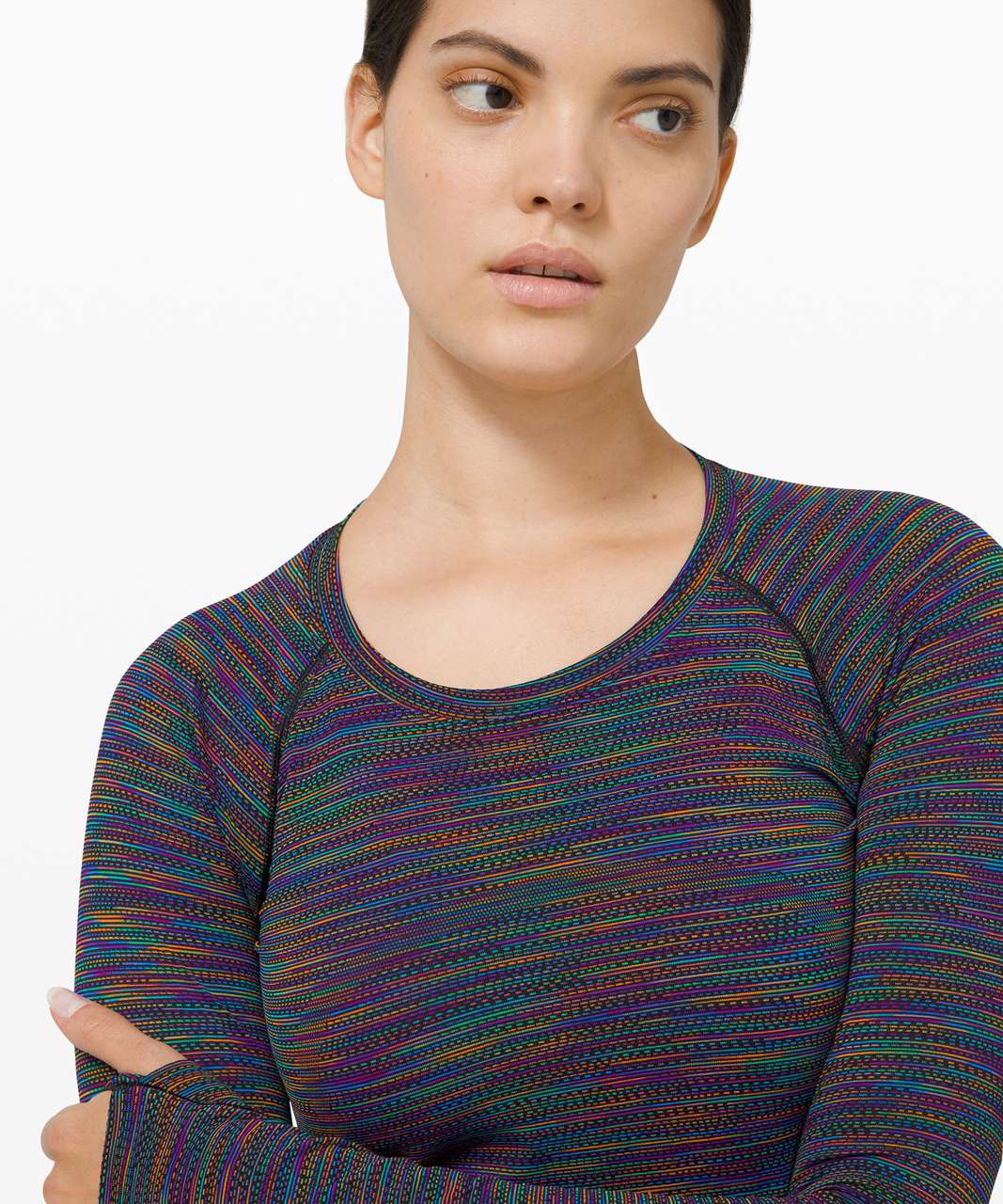 Lululemon Swiftly Tech Long Sleeve 2.0 - Black / Rainbow - lulu