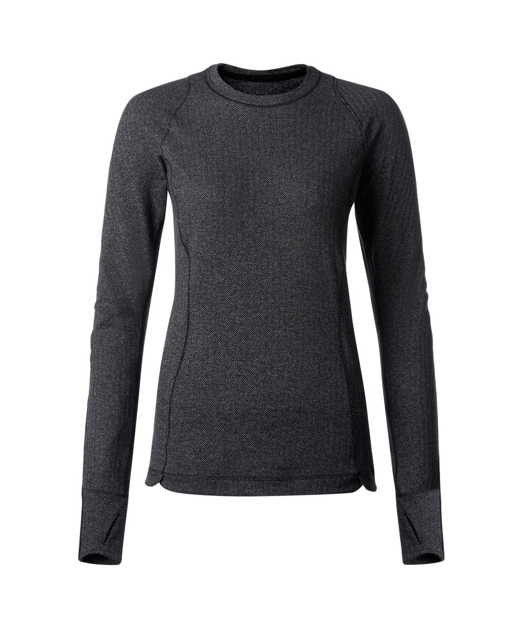 Lululemon Runderful Long Sleeve - Heathered Herringbone Heathered Black  Black / Black - lulu fanatics