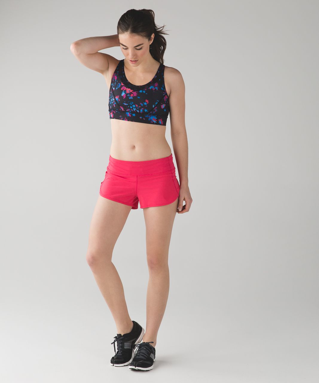 Lululemon Clip-In Long Line Bra - Dandy Digie Multi / Black - lulu fanatics