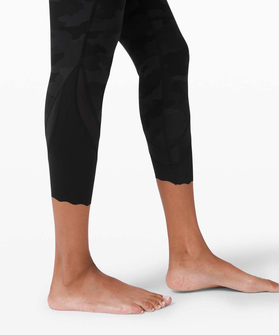 Lululemon Wunder Under Crop High-Rise *Roll Down Scallop Full-On Luxtreme  23 - Black - lulu fanatics