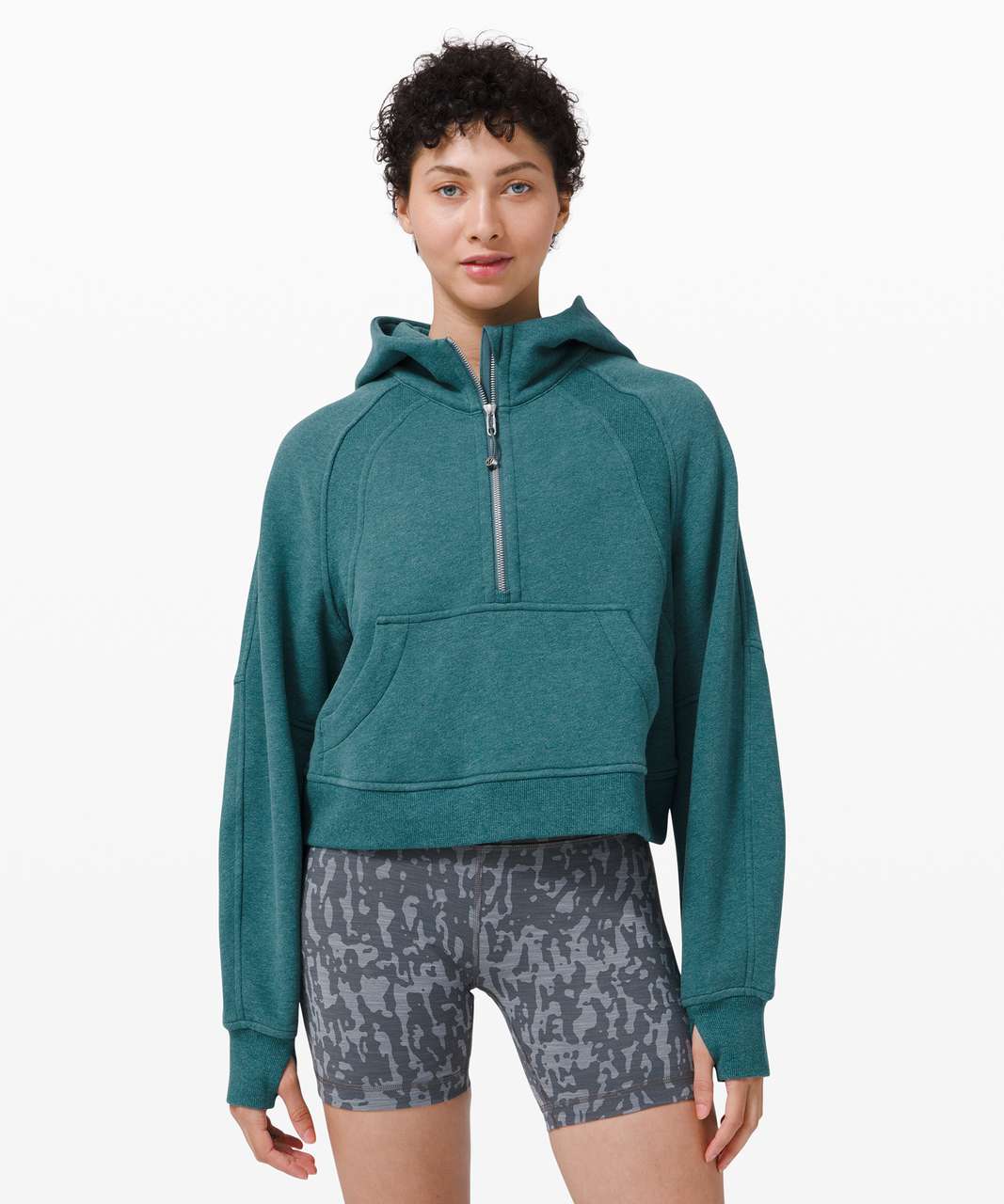 Lululemon Scuba Oversized 1/2 Zip Hoodie - Heathered Desert Teal - lulu  fanatics