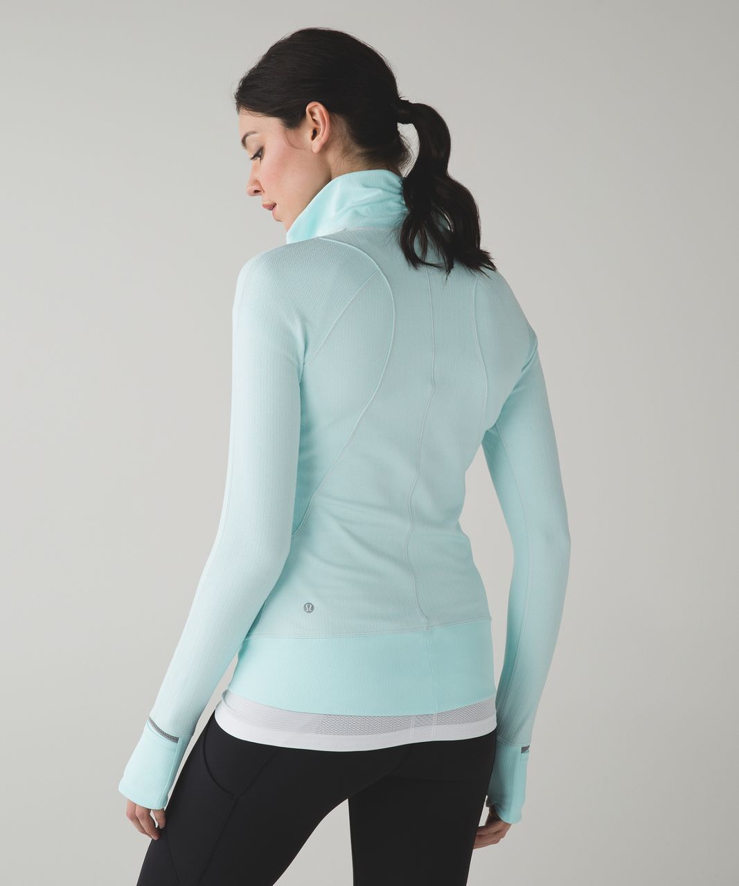 Lululemon Runderful 1/2 Zip - Herringbone Heathered Aquamarine Nimbus / Aquamarine