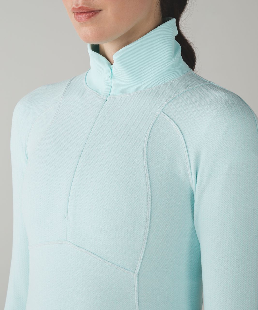 Lululemon Runderful 1/2 Zip - Herringbone Heathered Aquamarine Nimbus / Aquamarine