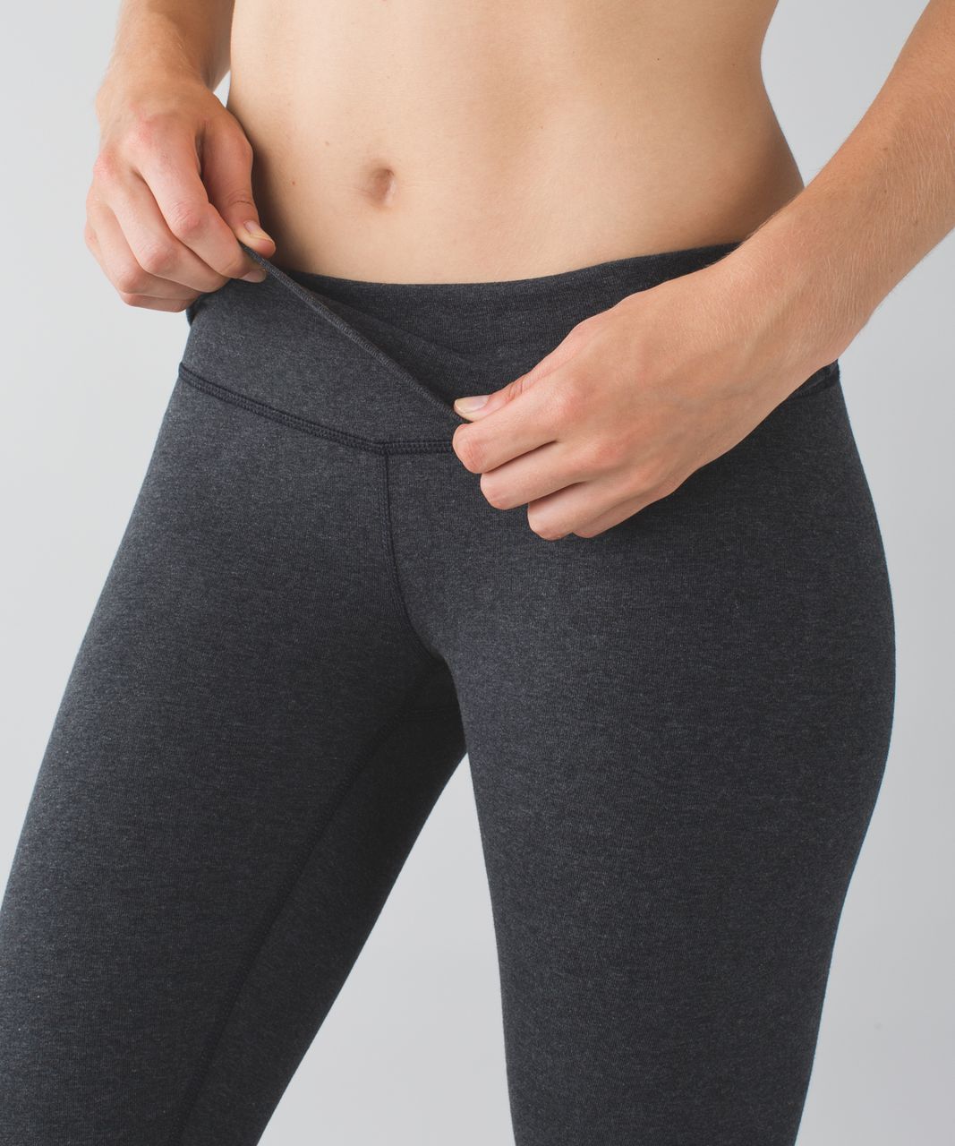 Lululemon Wunder Under Crop (Roll Down) - Heathered Black