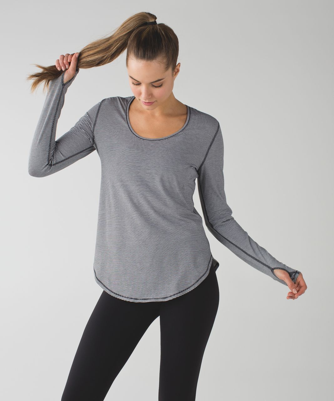 lululemon black and white striped long sleeve