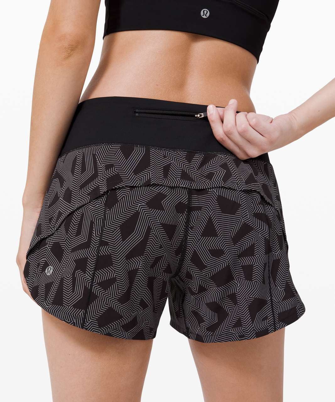 Lululemon Speed Up Short Long *4" Updated Fit - Labyrinth Black Light Cast / Black