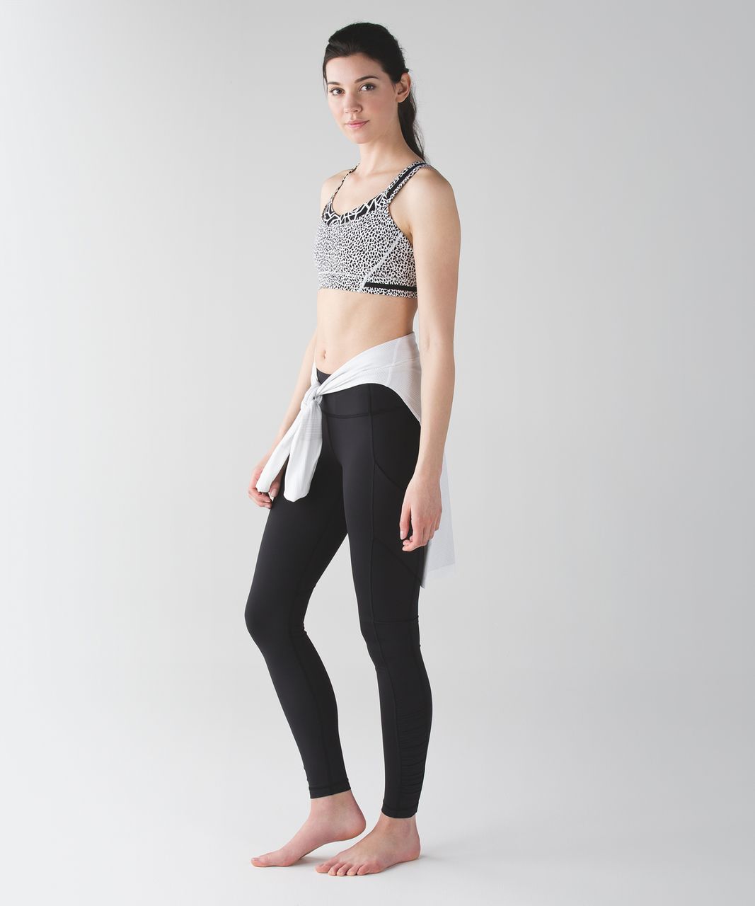 Lululemon 4 Real Quick Tight, 7/8 leggings, Miss Mosaic White/ Posey Black