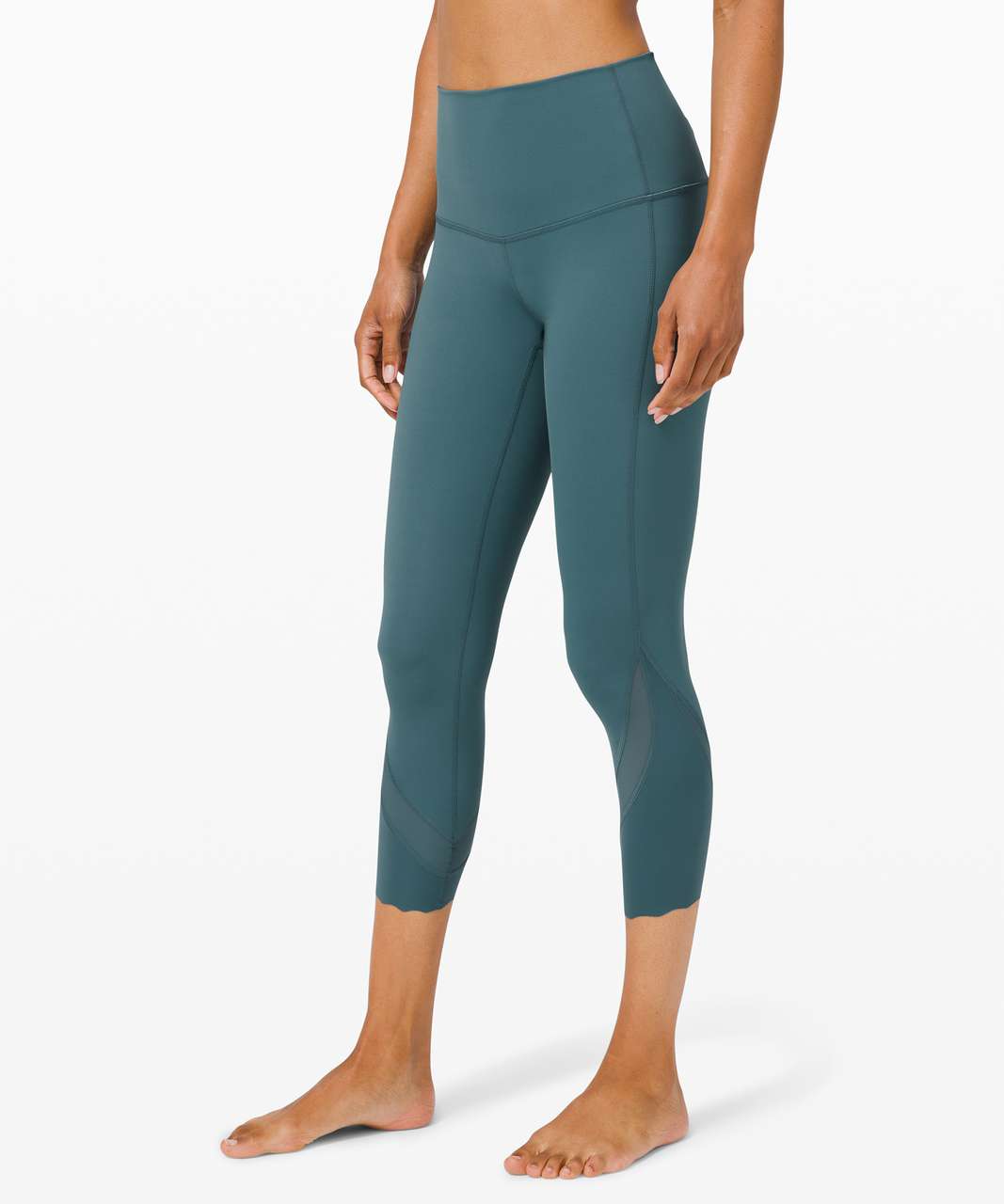 Lululemon Wunder Under Crop High-Rise *Roll Down Scallop Full-On Luxtreme  23 - Desert Teal - lulu fanatics