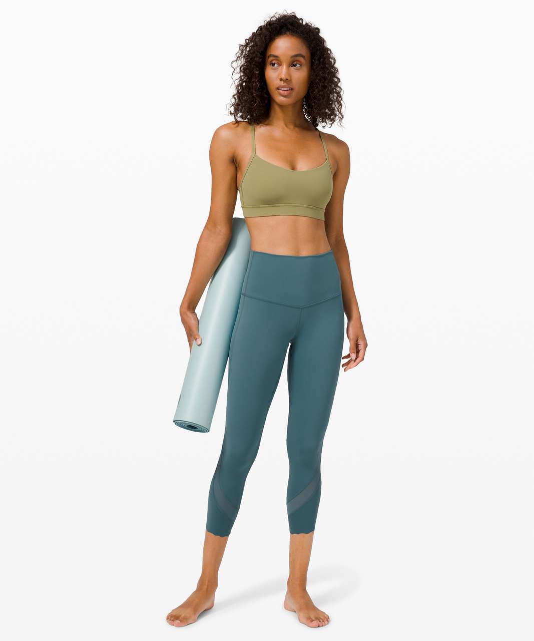 Lululemon Wunder Under Crop High-Rise *Roll Down Scallop Full-On Luxtreme 23" - Desert Teal