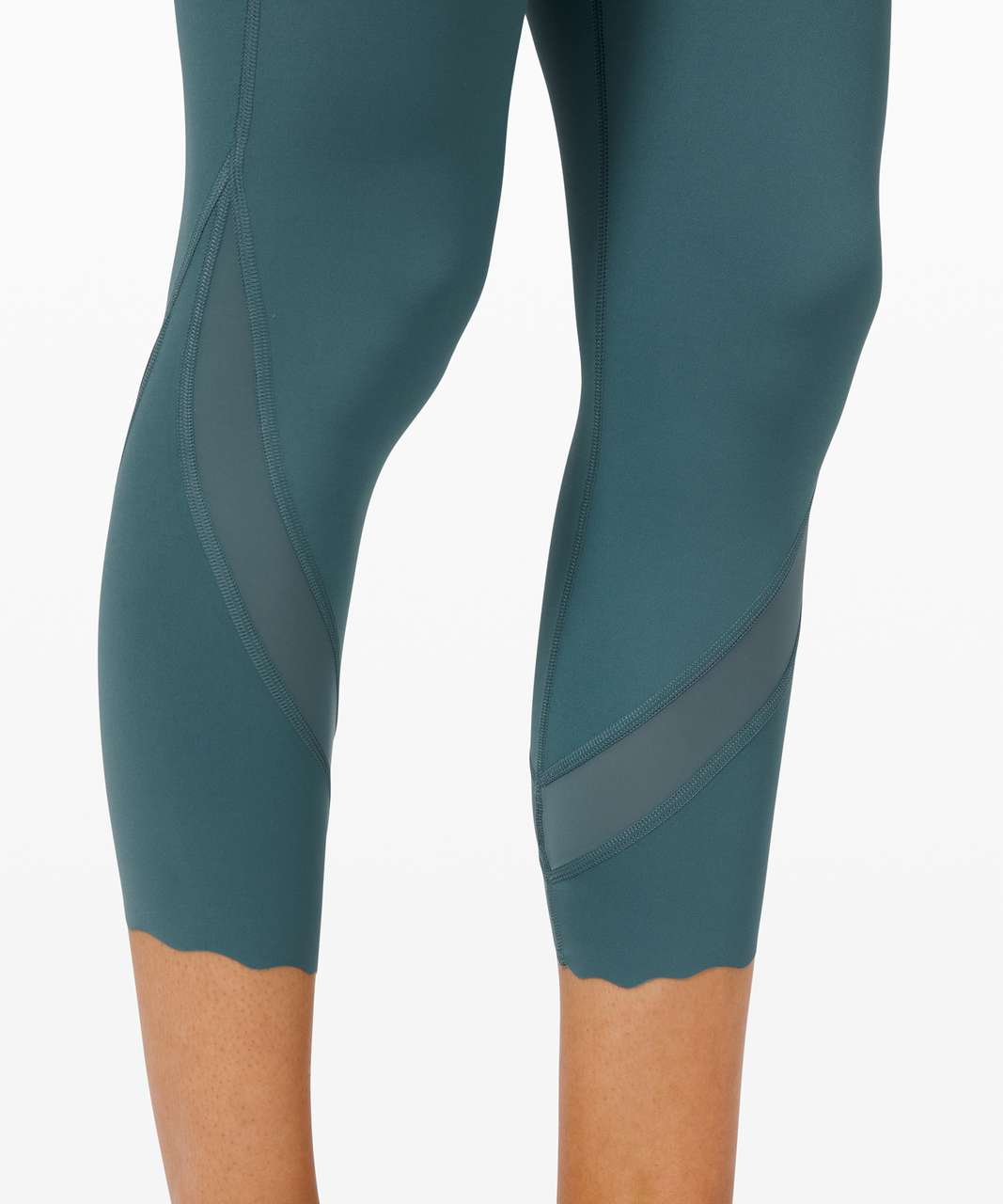 Lululemon Wunder Under Crop High-Rise *Roll Down Scallop Full-On Luxtreme 23  - Desert Teal - lulu fanatics