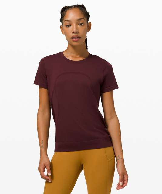 Lululemon BNWT Swiftly Breathe Short Sleeve *Fletching Lines, Spiced Chai  Size 6, Women's Fashion, Activewear on Carousell