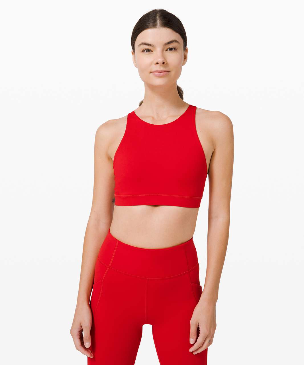 Lululemon Training Energy Longline Ribbed Sports Bra Smoky Red