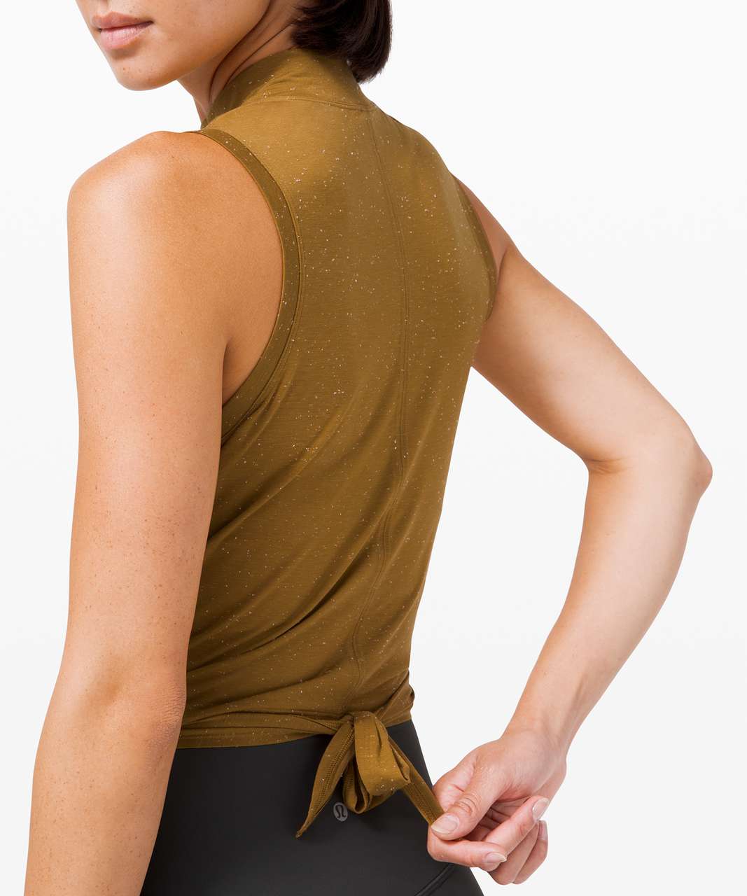 Lululemon Time to Restore Mock Neck Tank - Spiced Bronze / White - lulu  fanatics