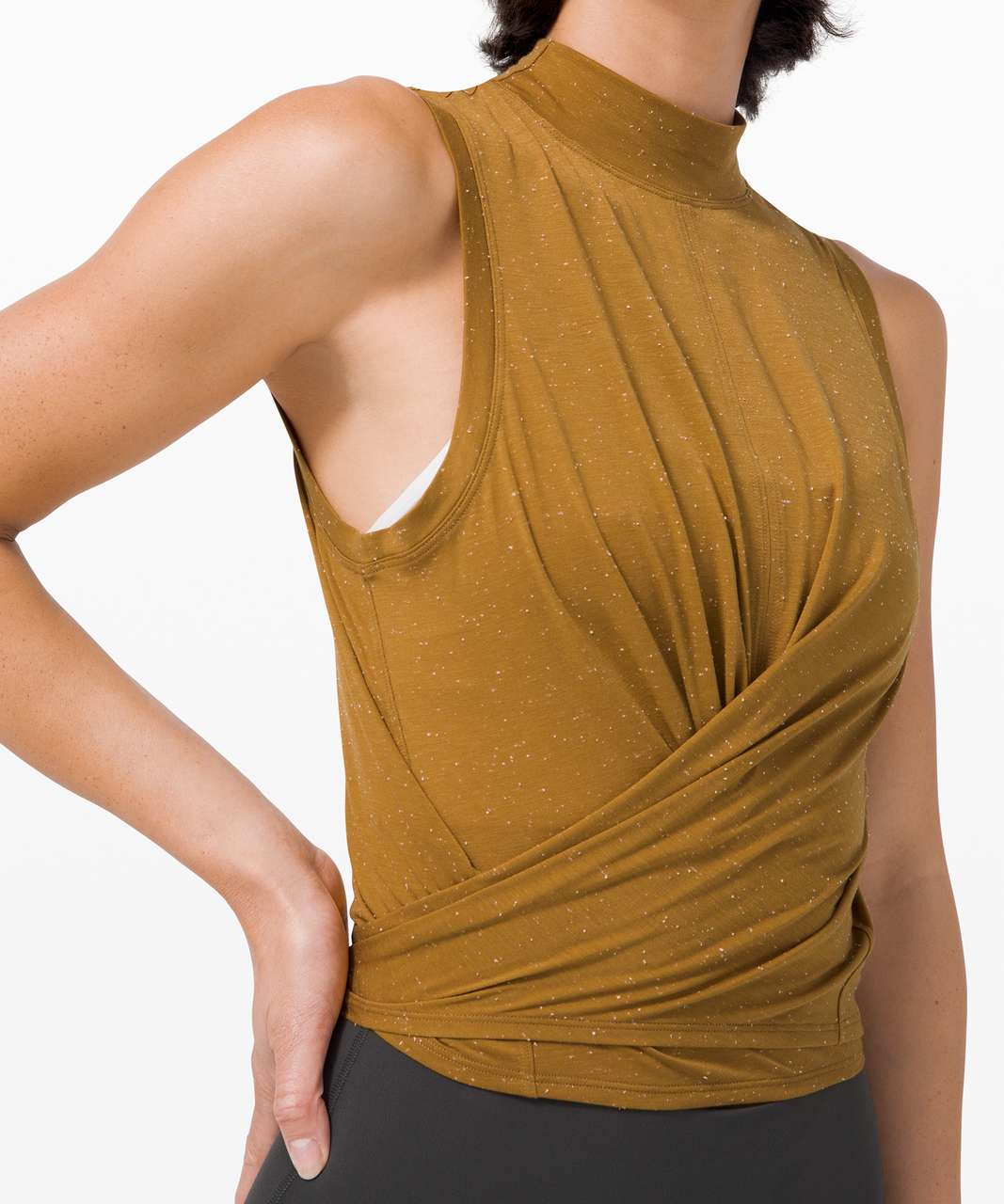 Lululemon Time to Restore Mock Neck Tank - Spiced Bronze / White