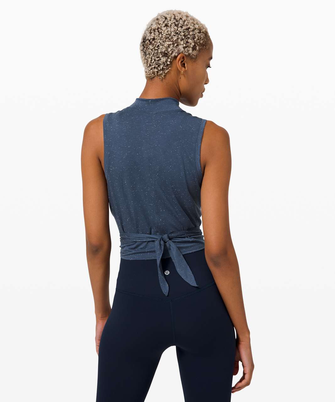 Lululemon Time to Restore Mock Neck Tank - Iron Blue / White