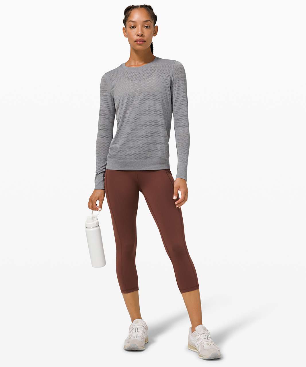 Lululemon Swiftly Breathe Long Sleeve Squad - Slate / White